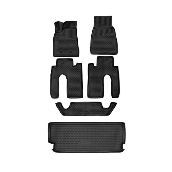 Custom Floor Mats & Cargo Liners for Tesla Model X 2016-2021 Black 6 Pcs