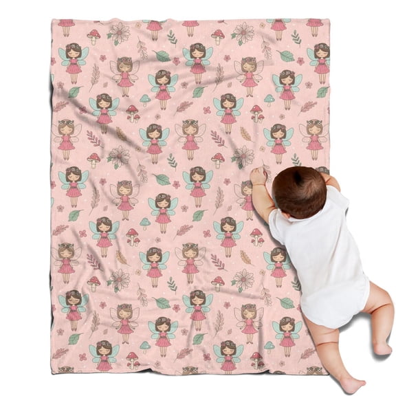 Floral Fairy Princess Pattern Blanket,Comfortable Soft Flannel Throw Blanket,All Season,Warm Lightweight Blankets for Sofa Bed Couch Living Room Chair,30"x40"