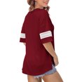thumbnail image 3 of Camiseta con cuello en V y abertura lateral, puños de encaje sueltos, media manga, Top informal de moda para mujer, 3 of 7