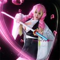 thumbnail image 3 of Disfraz de Cosplay de Kanroji Mitsuri, Kimono de Anime, peluca rosa y verde, ropa Sexy, calcetines de disfraz de Halloween, talla para adultos y niños, 3 of 5