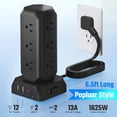 thumbnail image 4 of PD20W Surge Protector Power Strip Tower, 12 Outlets 4 USB (2 USB-A & 2 USB-C) Charging Station, 5ft Flat Plug Extension Cord for Home Office Dorm, Black/White, 4 of 8