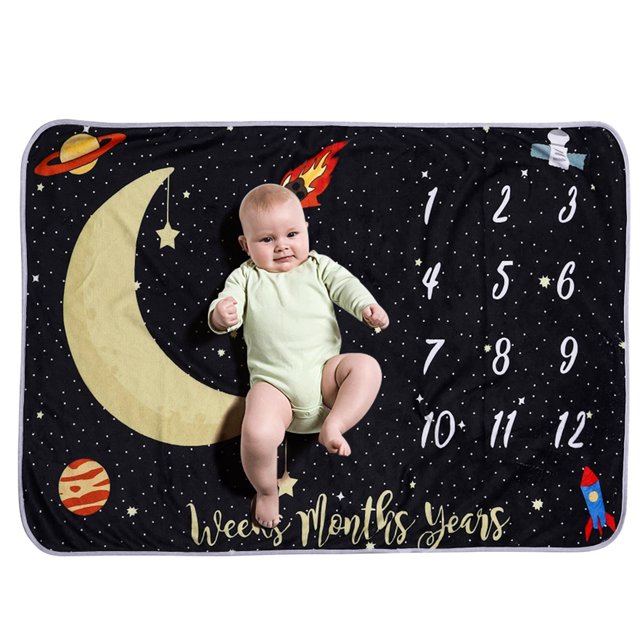 Manta Bebé Mensual Hito manta para niña niño franela Noche Cielo Luna Estrellas para bebés Imagen de foto Fondo de apoyo Regalos para baby shower 40 * 28 pulgadas No se arruga ni se desvanec 1 1