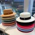thumbnail image 4 of Sombreros de Fedora para mujer, sombrero de banda de cinta de boda, sombrero de Jazz de fieltro para hombres, gorra de vestir de Bowler elegante, moda superior plana, Iglesia de Panamá, 4 of 4
