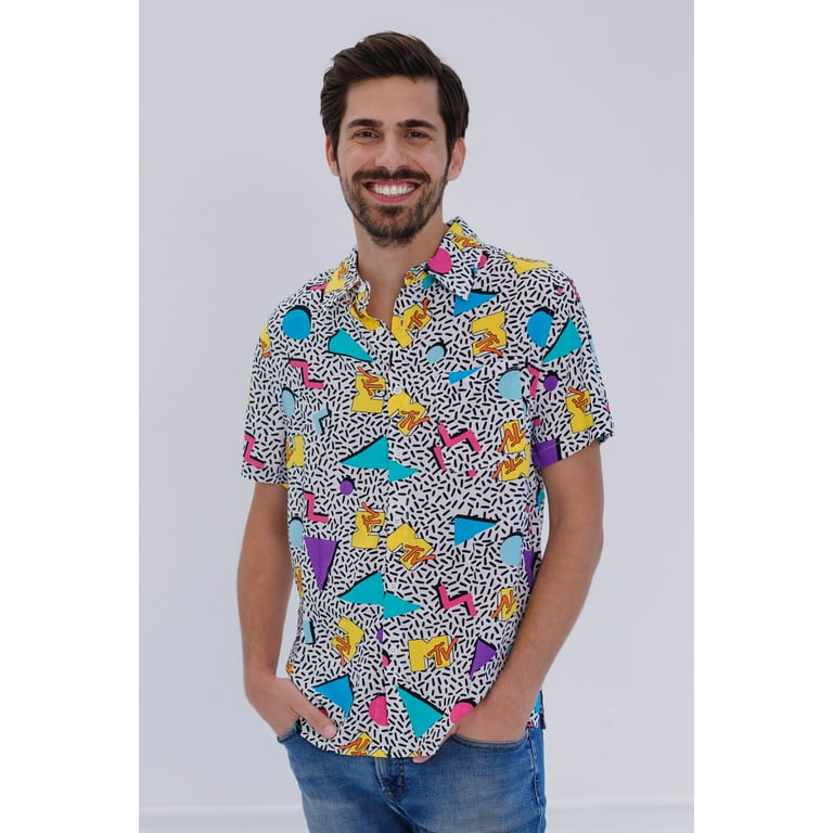 MTV Music Television Matching Family Button Down Dress Shirt Neon Logo Adult Walmart