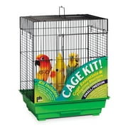 Prevue Pet Products Square Roof Green & Black Bird Cage Starter Kit 91321