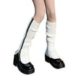 thumbnail image 5 of 1 Pair Leg Warmers Cozy Thick Knitted Solid Color Anti-slip Warm Zipper Closure Calf Socks JK Boots Stocking Lolita Boot Covers Foot Warming Covers, 5 of 8