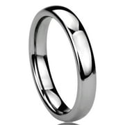 Women's Tungsten Carbide Wedding Band Ring 4mm Comfort Fit Domed Classic Ring For Men & Women