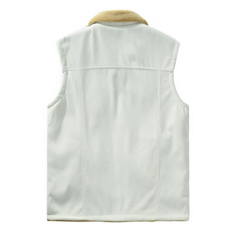 Men'S Corduroy Vests Vintage Zip Up Sleeveless Fur Flurry Thermal