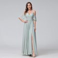 thumbnail image 3 of Ch23ss18wish Cross-Border V-neck Drop-Shoulder Sleeve a-Swing Evening Dress Dress Split Stretch High Waist Prom Dress, 3 of 6