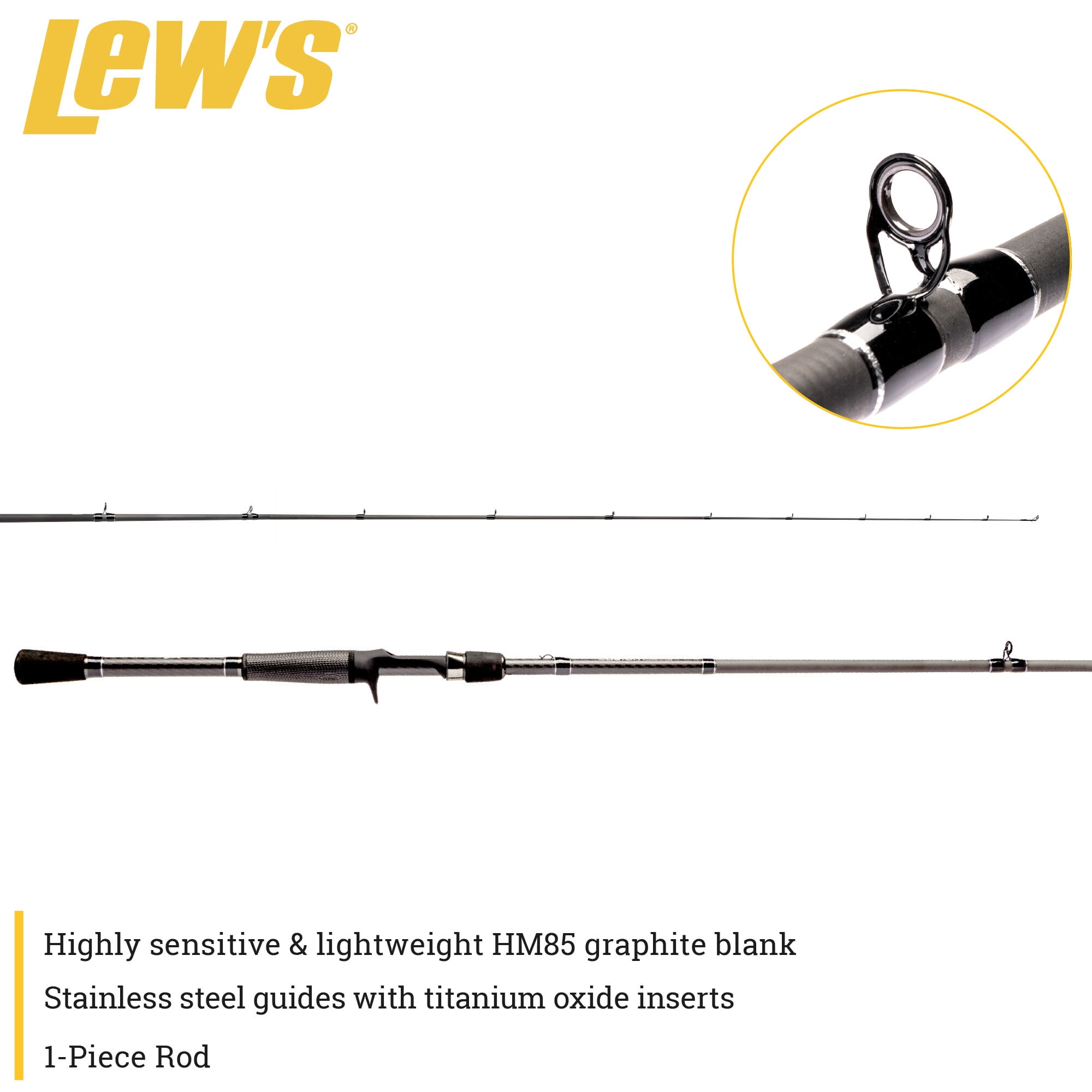 Lew’s Custom Lite Casting Fishing Rod, 7-Foot 3-Inch Rod, Moderate-Fast Action, Medium-Heavy Power, Black