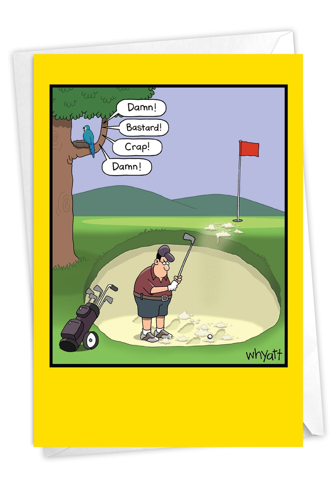 Funny Golf Birthday Card With Envelope Golfing Cartoon Greeting