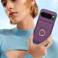 thumbnail image 5 of ELEHOLD Case for Google Pixel 9 / 9 Pro,Business PU Leather Stand Case with Card Holder & Ring Holder,Deeppurple, 5 of 7