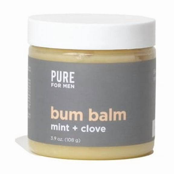 Pure for Men Bum Balm | Raw Lotion for Men | All Purpose Skin Hydration and Deodorizing Balm | Raw Shea Butter, Mint and Clove | 3.9 oz.