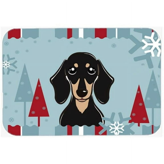 Caroline's Treasures Winter Holiday Smooth Black and Tan Dachshund Glass Cutting Board Large