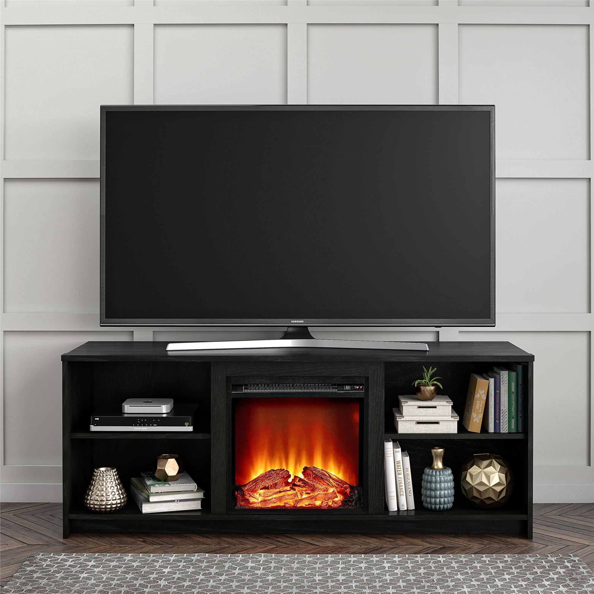 Mainstays Fireplace Tv Stand For Tvs Up, Light Oak Electric Fireplace Entertainment Center