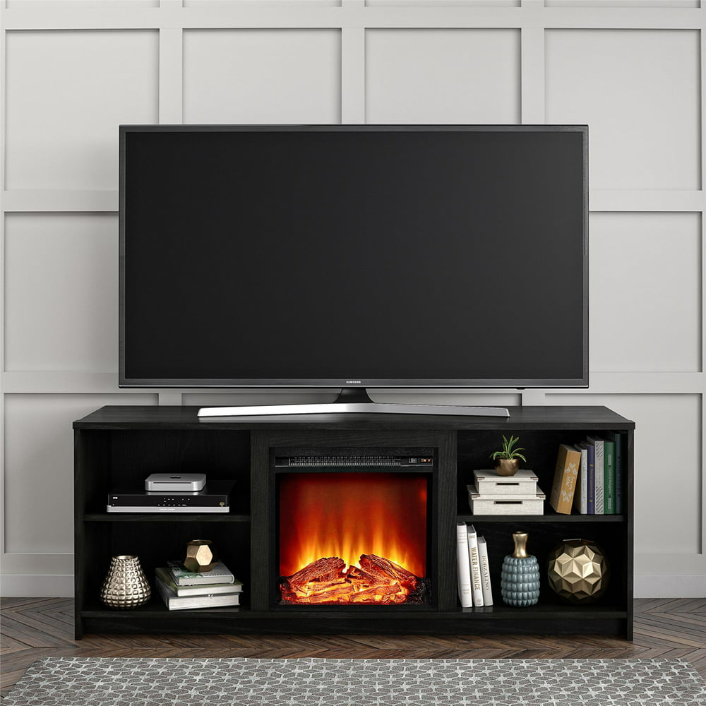 Mainstays Fireplace Tv Stand For Tvs Up To 65 Black Oak