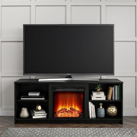 Mainstays Fireplace TV Stand for TVs up to 65", Black Oak