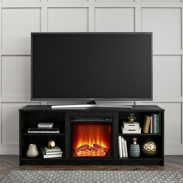 Mainstays Fireplace Tv Stand For Tvs Up, Media Console Fireplace Black