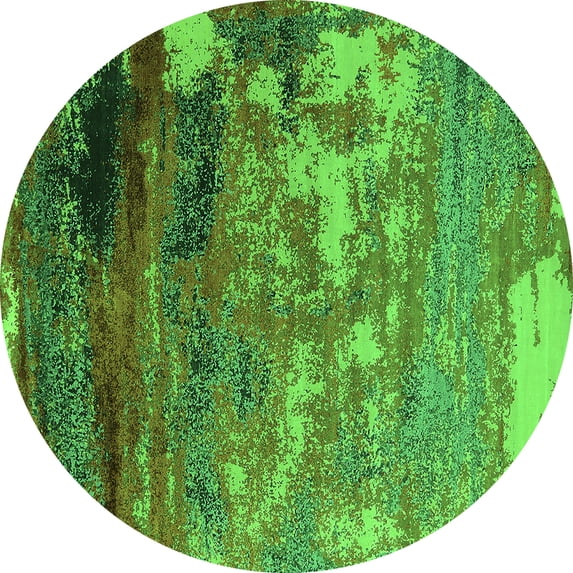 Ahgly Company Indoor Round Oriental Green Industrial Area Rugs, 8' Round