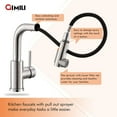 thumbnail image 3 of Modern Bar Sink Faucet for Kitchen Sink Single Handle with  Sprayer Hot and Cold Prep Sink Faucet Brushed Nickel, 3 of 8