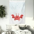 thumbnail image 3 of Hermit Crab Tapestry, Cartoon Style Smiling Crab Bubbly Underwater, Wall Hanging for Bedroom Living Room Dorm Decor, 60W X 80L Inches, Dark Coral Sky Blue, by Ambesonne, 3 of 5