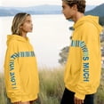 thumbnail image 2 of Men Women Couples Hooded Shirts I Love You This Much Valentine'S Day Sweatshirt Letter Print Crew Neck Pullover, 2 of 8