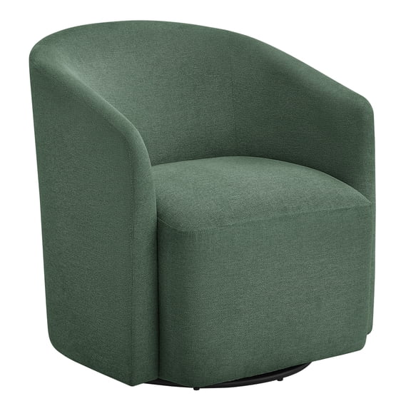 JERFIT Modern Green Fabric Swivel Barrel Chair with Coil Cushion, 360-Degree Rotation Accent Chair for Living Room, Apartment, Office