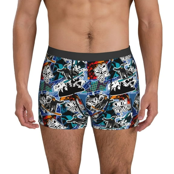 Mens Underwear Boxer Briefs - colorful snow board Comfort Breathable men's boxer briefs with Flex Waistband