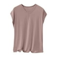 thumbnail image 2 of tarylea Plus Size Pajama Tops for Women Short Sleeve V Neck Solid Color T-Shirts Casual Loose Comfy Summer Lounge Tops, 2 of 3