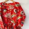 thumbnail image 4 of Red Flower Cotton Dresses, indigo blue floral printed cotton long summer maxi dress block print pink floral bohemian maxi dress, 4 of 6