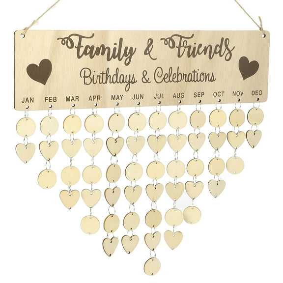 1 Set Birthday Board Calendar Family Wall Calendar Birthday Celebration Reminder Hanging Wooden Letter Board for Mom and Dad