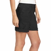 Eddie Bauer Women Stretch Rolled Hem Adjustable Length Bermuda Short, Black, 10