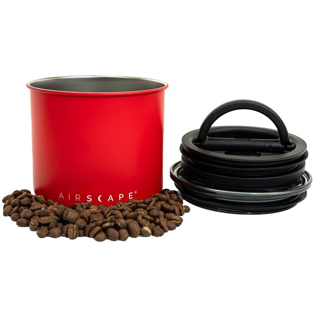 Recipiente de café de acero inoxidable con diseño planetario Airscape | Contenedor de almacenamiento de alimentos | Tapa hermética patentada | Expulse el exceso de aire para preservar la frescura de l