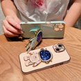 thumbnail image 5 of iPhone 14 Case for Women Cute Phone Case iPhone 14 with Astronaut Kickstand Holder Soft TPU Full Camera Lens Protection Shockproof Electroplated Dainty Durable 3D Stand Case 6.1" (Green), 5 of 10