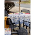 thumbnail image 4 of Happy Easter Outdoor Tablecloth - 54x54 Inch Square Dining Table Cover, Colorful Eggs Spring Tulips Flowers Farm Wooden Waterproof Outdoor Table Cloth with Umbrella Hole & Zipper for Picnic/Patio, 4 of 7