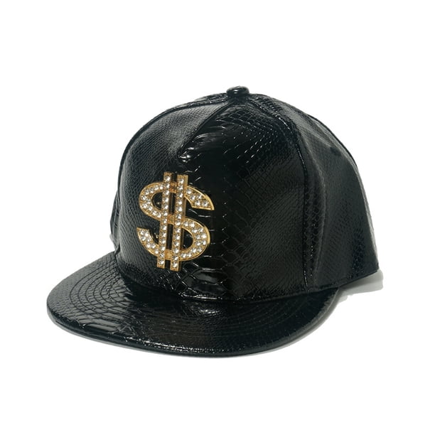 Gorra de béisbol de piel sintética con textura de cocodrilo, ala plana, unisex