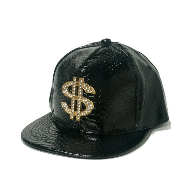Gorra de béisbol de piel sintética con textura de cocodrilo, ala plana, unisex