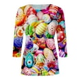 thumbnail image 4 of JLFKNG Womens T Shirts 3/4 Sleeve T Shirts For Women Fashion Rabbit Egg Printed Easter Style Crew Neck Shirt Tops Loose Fit Comfy Summer Clothes, 4 of 4