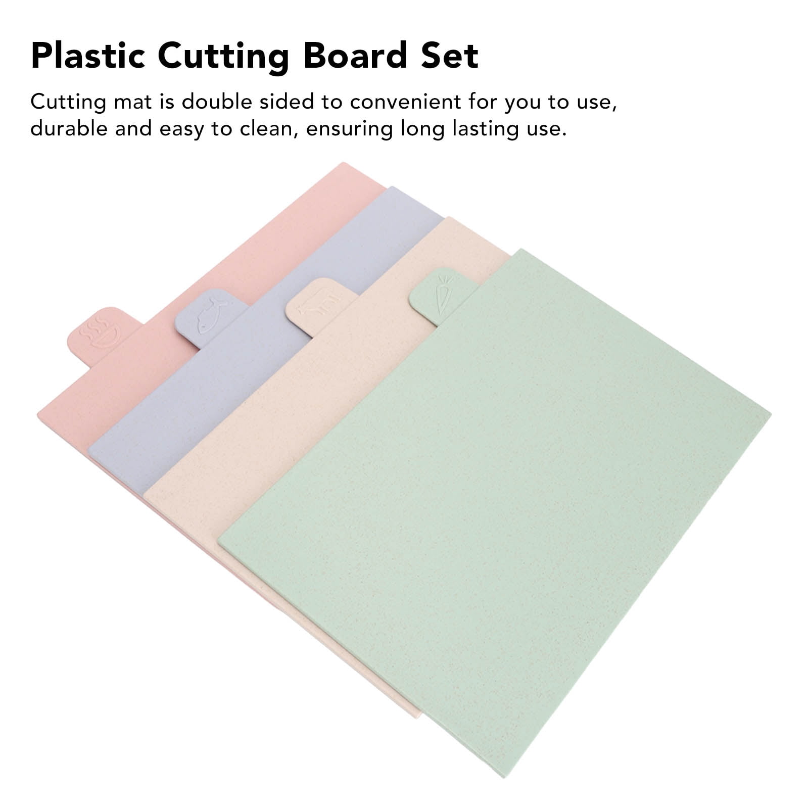YAHHU 4-Piece Color Coded Plastic Cutting Board Set with Storage Holder Double Sided Chopping Mats Reversible Kitchen Prep Boards Multicolor 12.6 inches / 32 cm