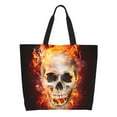 thumbnail image 1 of Fotbe Satanic Skull Bolsa Tote Estética de Lona con Estampado para Mujer - Bolsa Reutilizable de Hombro Casual para Vacaciones, Compras, Trabajo y Gimnasio, 1 of 8