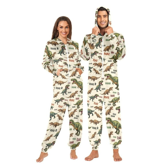 joogoo Cartoon Dinosaur-d1 Unisex Adults Onesies Pajamas Jumpsuits L