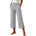 thumbnail image 2 of Women's Mid Waist Yoga Pants with Pockets, Tummy Control Compression Bootcut, Casual Wide Leg Flare Pants with Split Hem for Running, Workout, | TruHer,Gray 2XL, 2 of 8