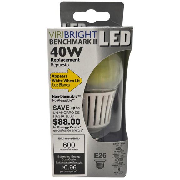 Kole Imports  40 watt Replacement Benchmark II LED A19 E26 Light Bulb, Cool White Color - Pack of 16