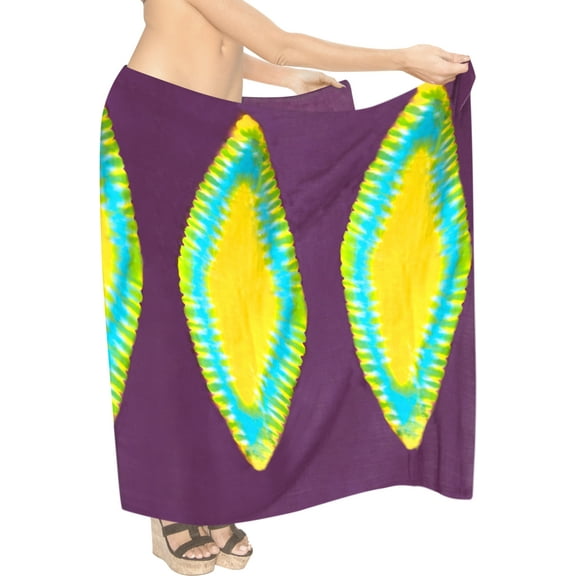 HAPPY BAY Women's Coverups Beach Cover up Swimwear Wraps Vacation Swimsuit Long Beachwear Bikinis Pareos Summer Sarong One Size Purple, Tie Dye
