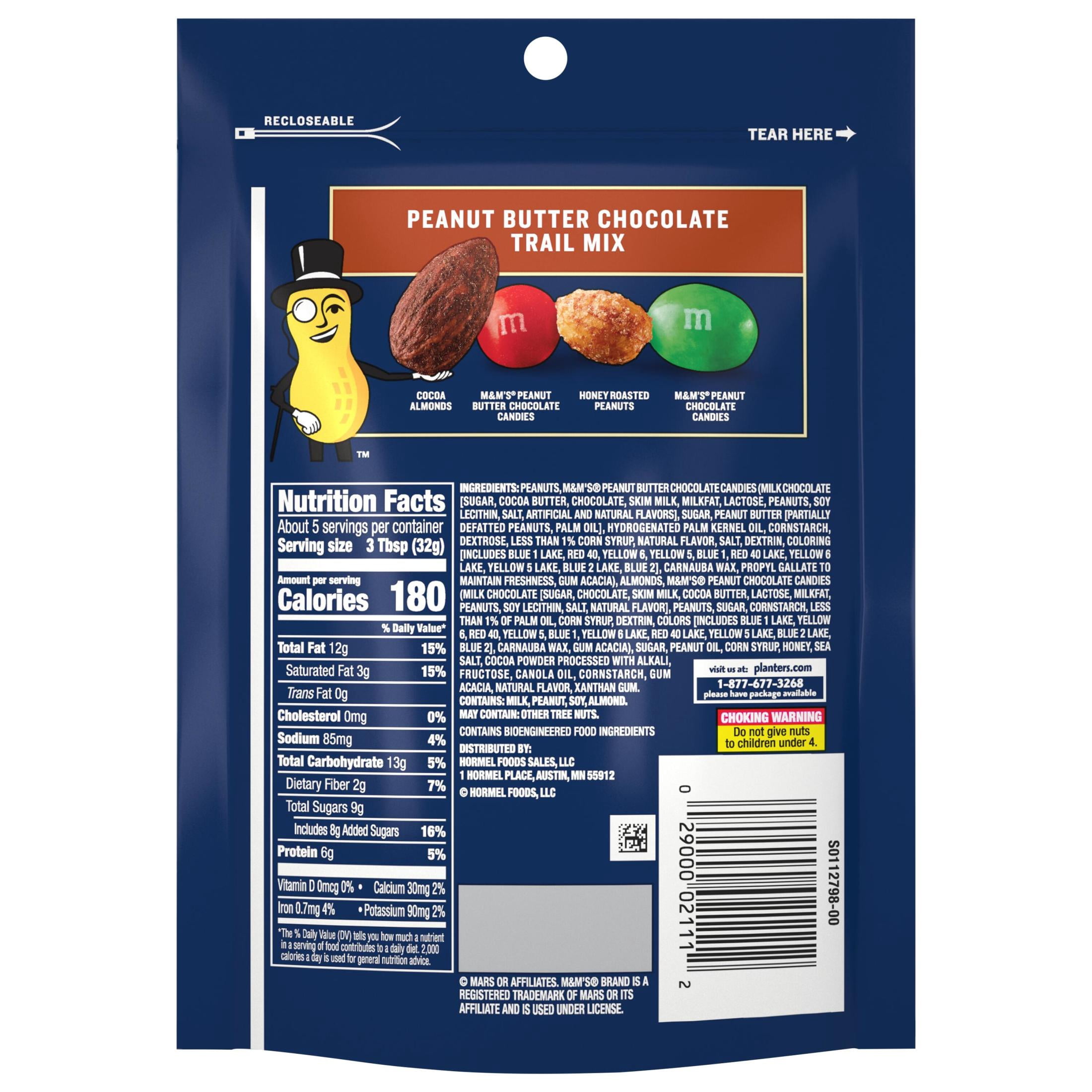(4 pack) PLANTERS Peanut Butter Chocolate Trail Mix, 6g Protein (5% DV) per serving, 6 oz Resealable Bag