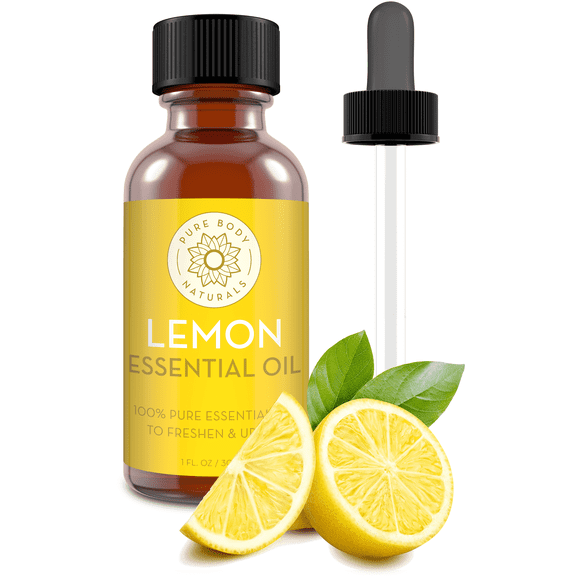 Pure Body Naturals 100% Pure Lemon Essential Oil for Diffuser, and Laundry Scent - 1 fl oz