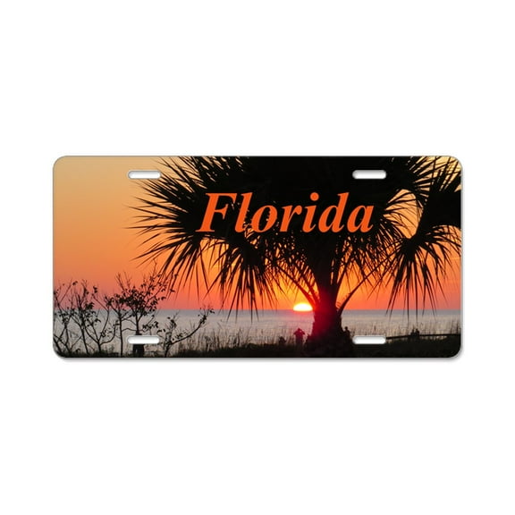 CafePress - Florida Sunset - Aluminum License Plate, Front License Plate, Vanity Tag