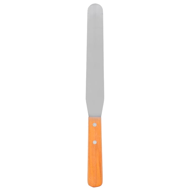 Espátula de acero inoxidable con mango de madera para pastel y pan, raspador de crema, herramienta de cocina(4#)