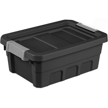 6-Pack Plastic Storage Bins with Lids, Stackable Containers, 4 Gallon, Black