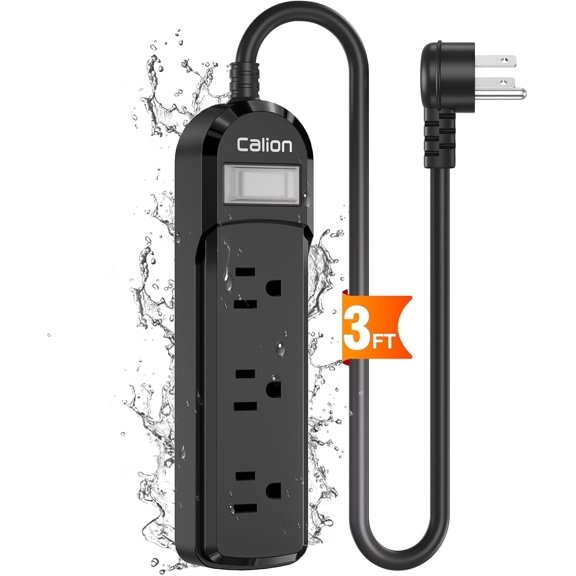 IPX6 Outdoor Power Strip Weatherproof, Waterproof Surge Protector,3 Outlet,3FT,Wall-mountable.